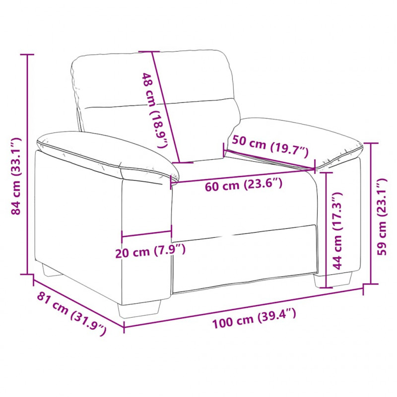 Sofa Fotel Taupe 100x81x84 cm Tkanina
