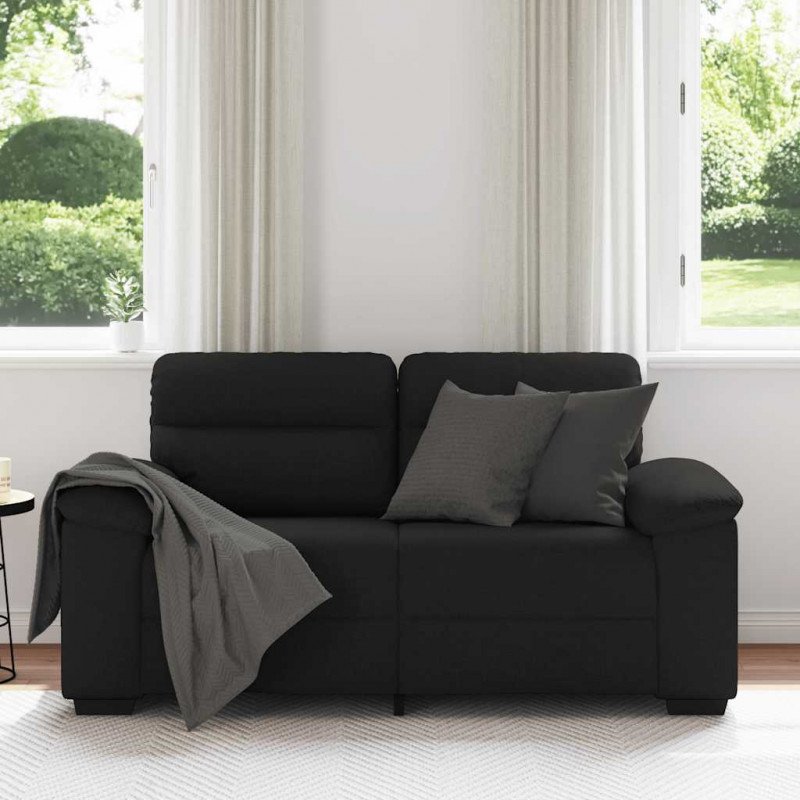 Sofa 2-osobowa Czarna 160x81x84 cm Tkanina