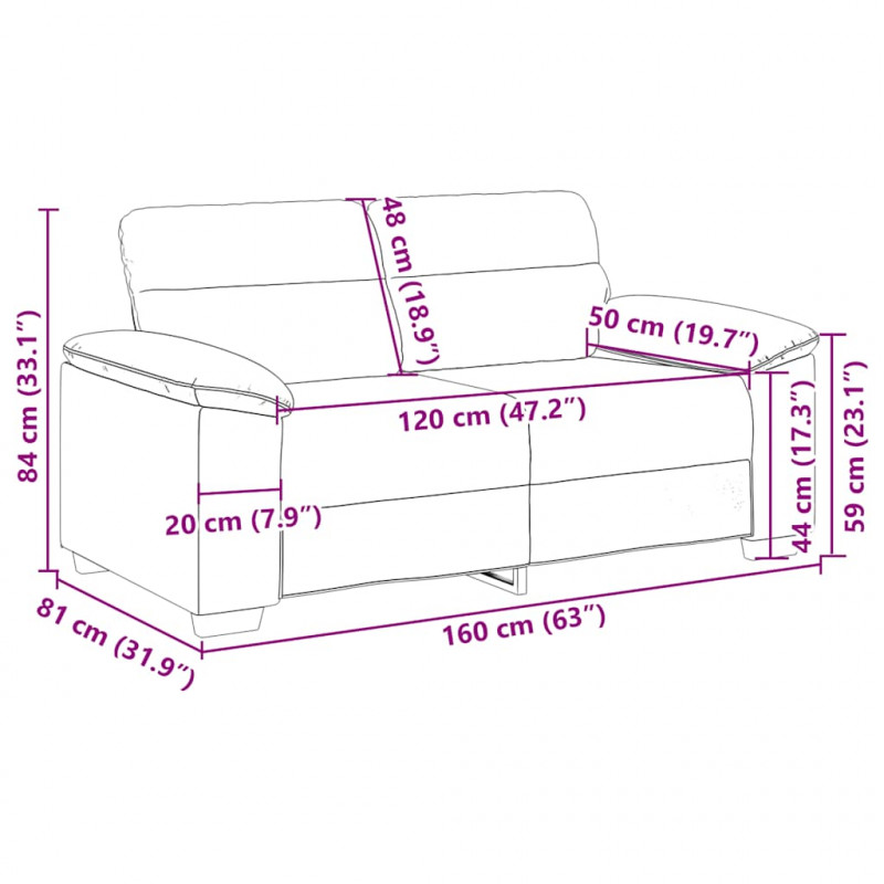 Sofa 2-osobowa Taupe 160x81x84 cm Tkanina