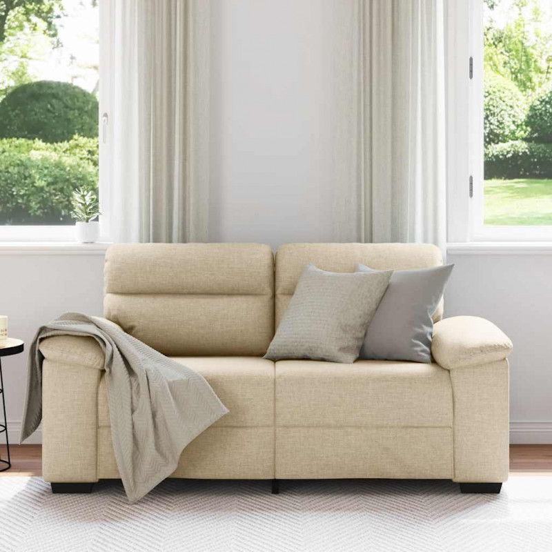 Sofa 2-osobowa kremowa 160x81x84 cm Tkanina