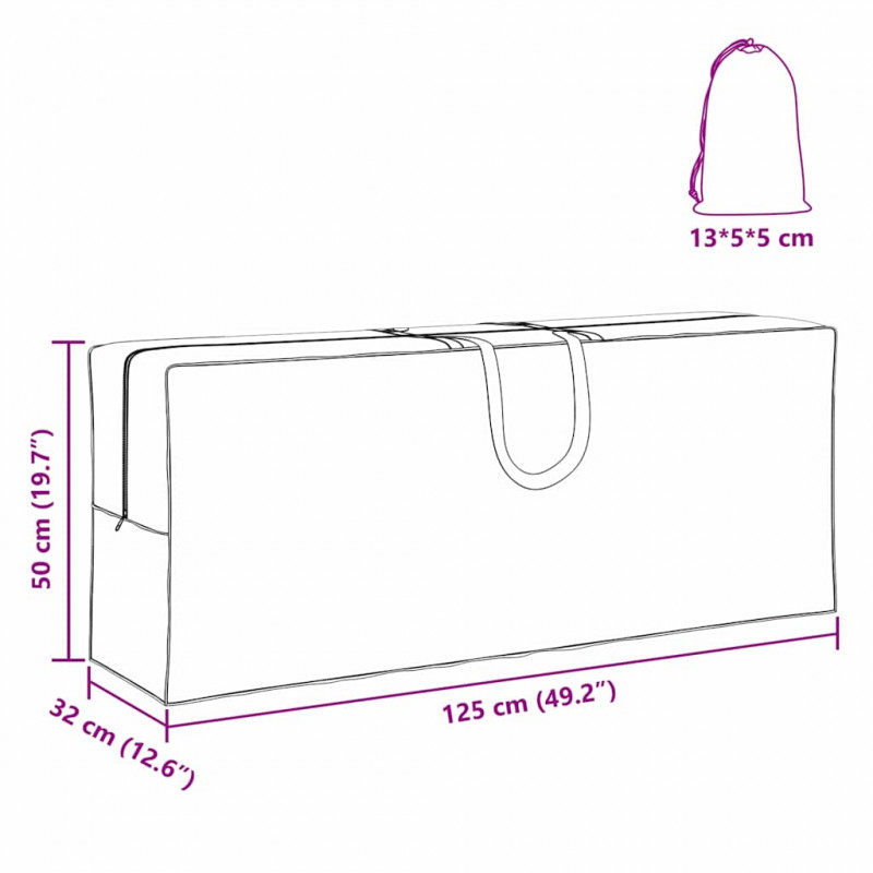 Torba do przechowywania na zewnątrz Czarny 125 x 32 x 50 cm