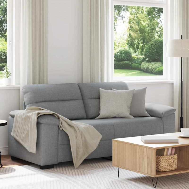 Sofa 2-osobowa, jasnoszara, 180x81x84 cm, tapicerowana tkaniną