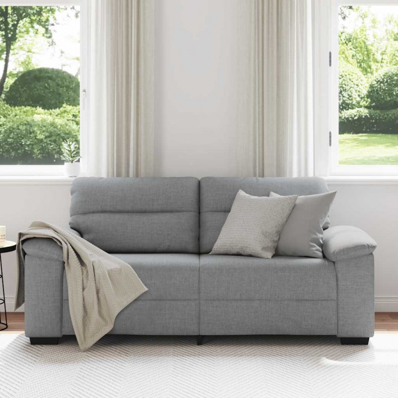 Sofa 2-osobowa, jasnoszara, 180x81x84 cm, tapicerowana tkaniną