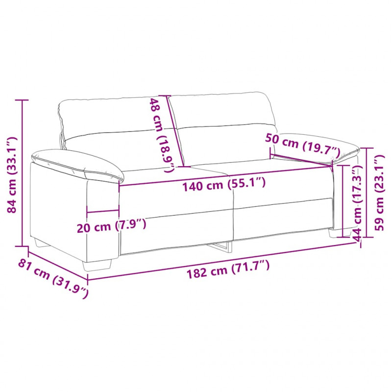 Sofa 2-osobowa, ciemnoszara, 180x81x84 cm, tapicerowana tkaniną