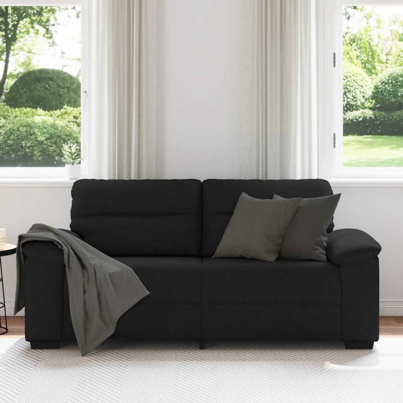 Sofa 2-osobowa, czarna, 180x81x84 cm, tapicerowana tkaniną