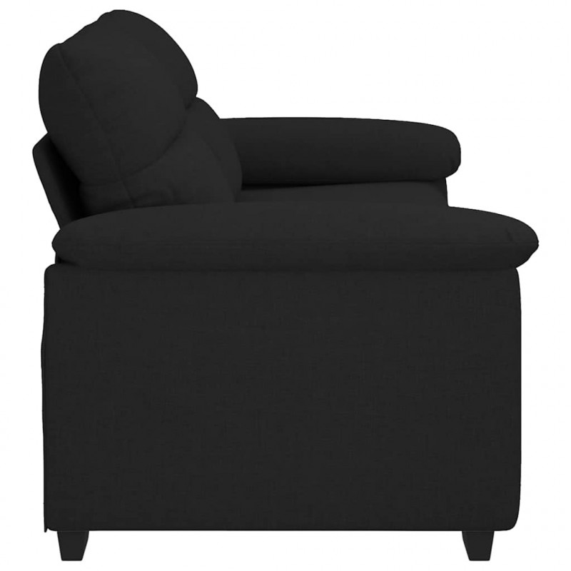Sofa 2-osobowa, czarna, 180x81x84 cm, tapicerowana tkaniną