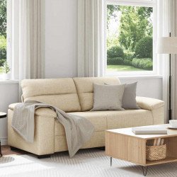 Sofa 2-osobowa, kremowa, 180x81x84 cm, tkaniną
