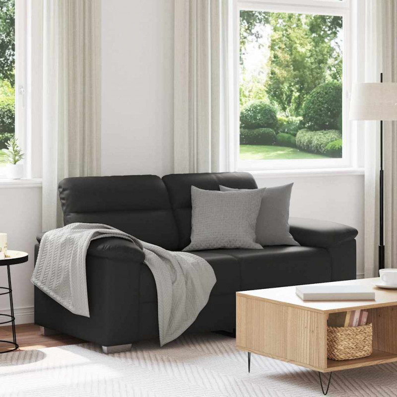 Sofa 2-osobowa czarna 160x81x84 cm ze skóry ekologicznej