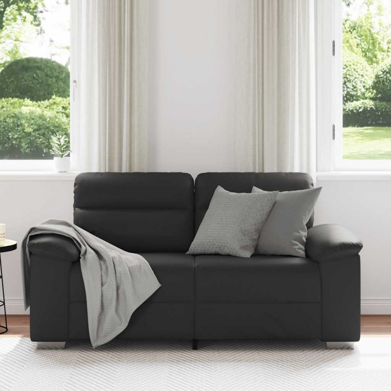 Sofa 2-osobowa czarna 160x81x84 cm ze skóry ekologicznej