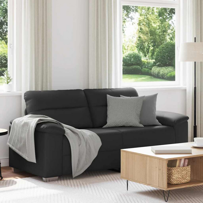Sofa 2-osobowa czarna 180x81x84 cm ze skóry ekologicznej