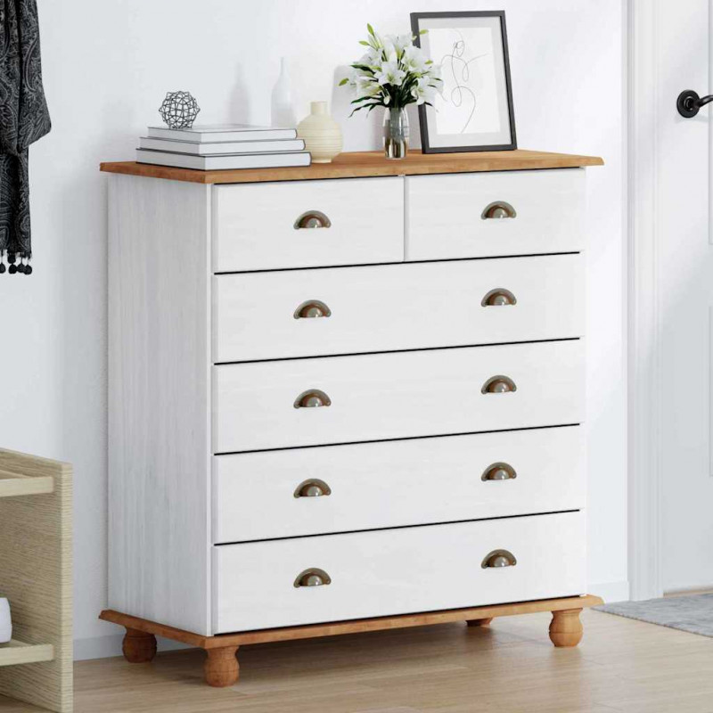 Komoda ASKIM Biały 91 x 40 x 95,5 cm Lite drewno sosnowe