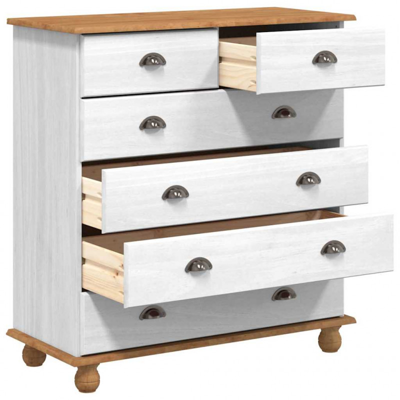 Komoda ASKIM Biały 91 x 40 x 95,5 cm Lite drewno sosnowe