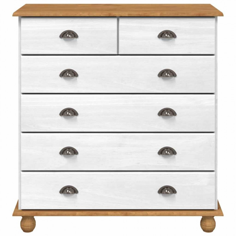 Komoda ASKIM Biały 91 x 40 x 95,5 cm Lite drewno sosnowe