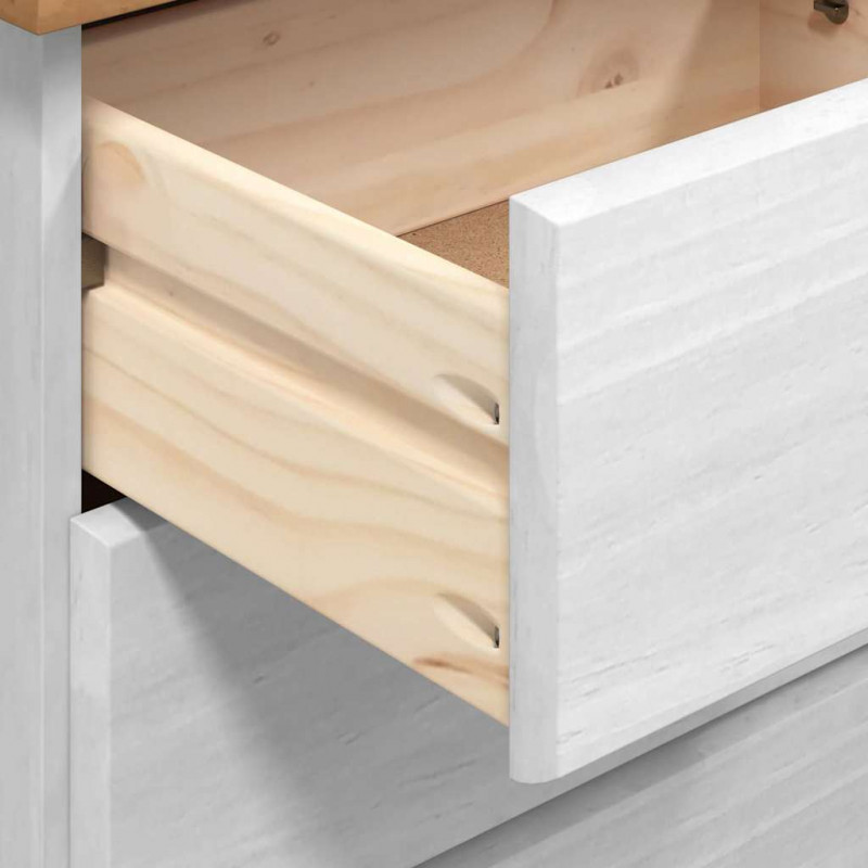 Komoda ASKIM Biały 91 x 40 x 95,5 cm Lite drewno sosnowe