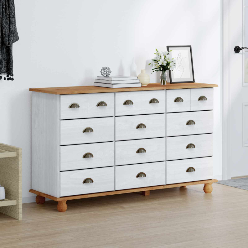Komoda ASKIM Biały 79 x 40 x 133,5 cm Lite drewno sosnowe