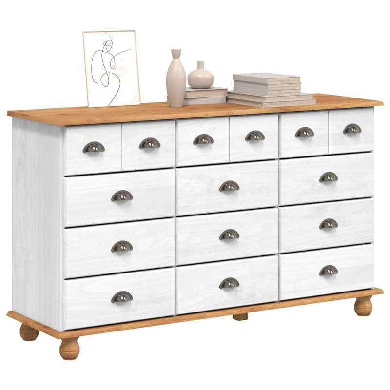 Komoda ASKIM Biały 79 x 40 x 133,5 cm Lite drewno sosnowe
