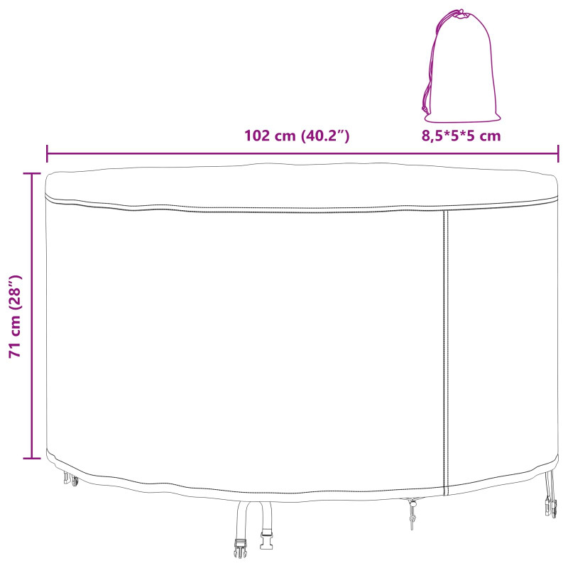 Pokrowiec na meble ogrodowe 102 x 102 x 71 cm Tkanina 420D