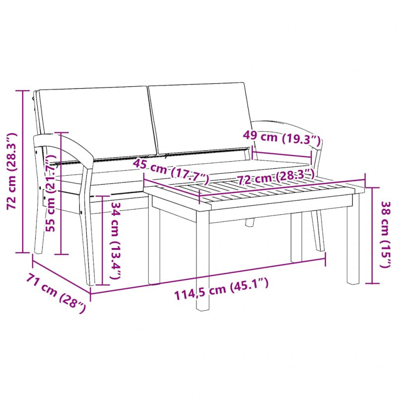 Zestaw bistro 2 pcs Olej Naturalny Lite Drewno Akacji