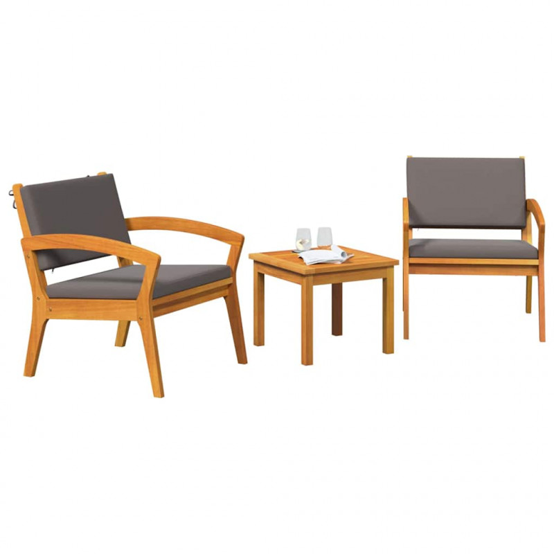 Zestaw bistro z poduszką 3 pcs Brązowy Poliester