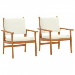 Krzesło Ogrodowe 2 pcs Kremowa biel Lite Drewno Akacji