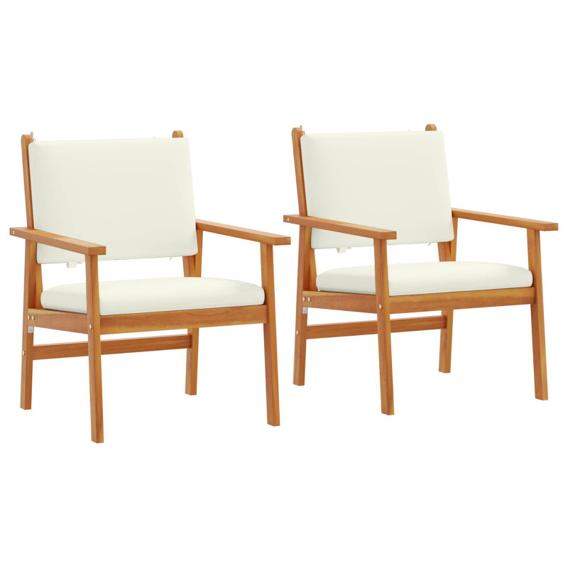 Krzesło Ogrodowe 2 pcs Kremowa biel Lite Drewno Akacji