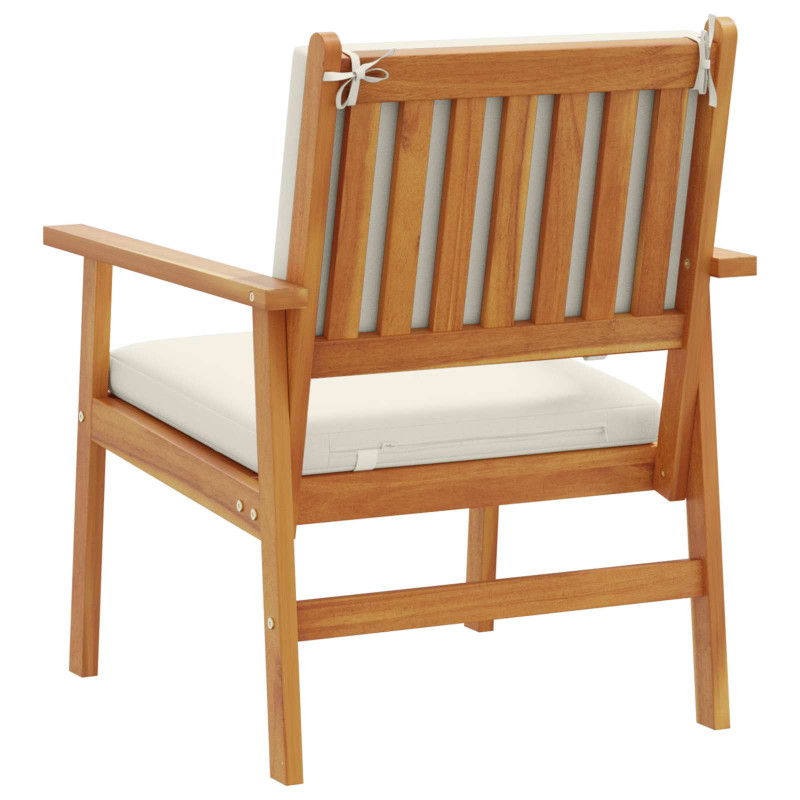 Krzesło Ogrodowe 2 pcs Kremowa biel Lite Drewno Akacji