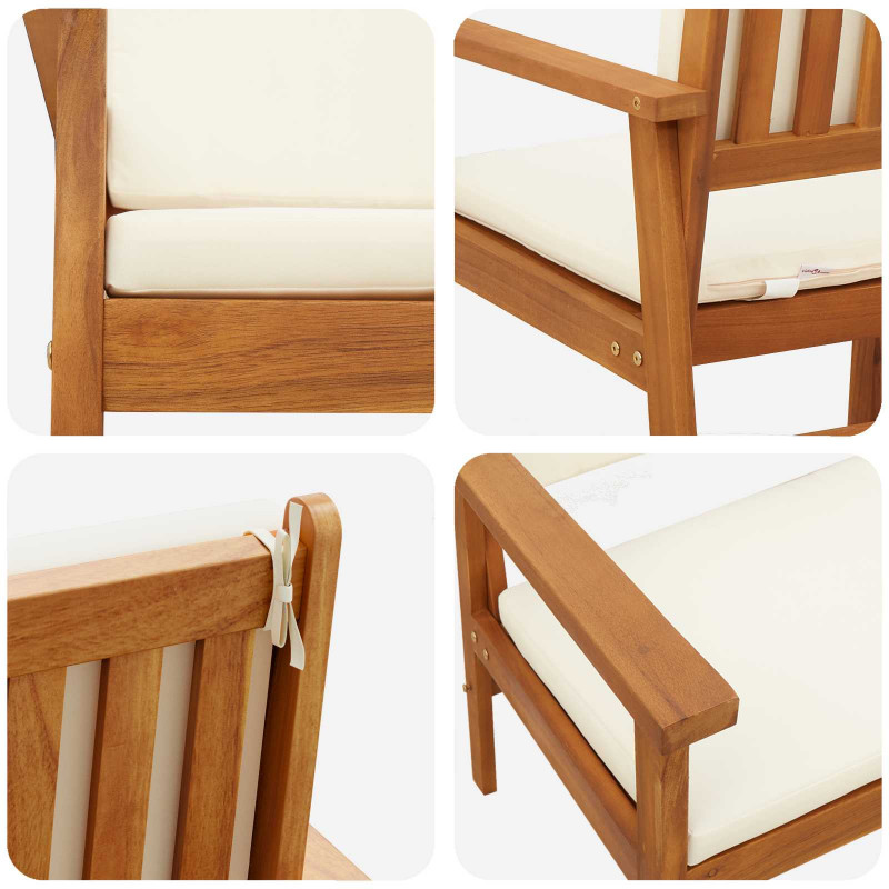 Krzesło Ogrodowe 2 pcs Kremowa biel Lite Drewno Akacji
