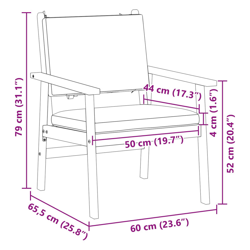 Krzesło Ogrodowe 2 pcs Kremowa biel Lite Drewno Akacji