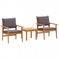 Zestaw Sof na Ogród 3 pcs Antracyt Lite Drewno Akacji