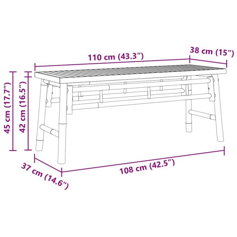 ławka Brązowy 110 x 38 x 45 cm Bambus