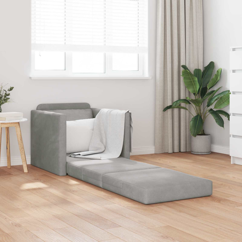 Sofa Bed 60cm Jasnoszary Aksamit
