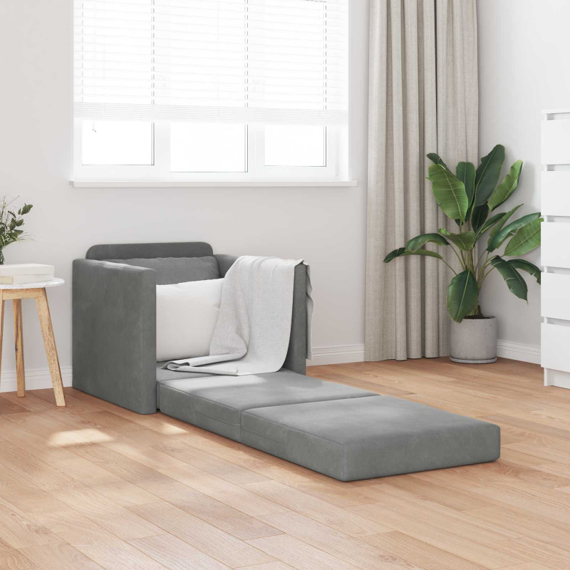 Sofa Bed 60cm Ciemnoszary Aksamit