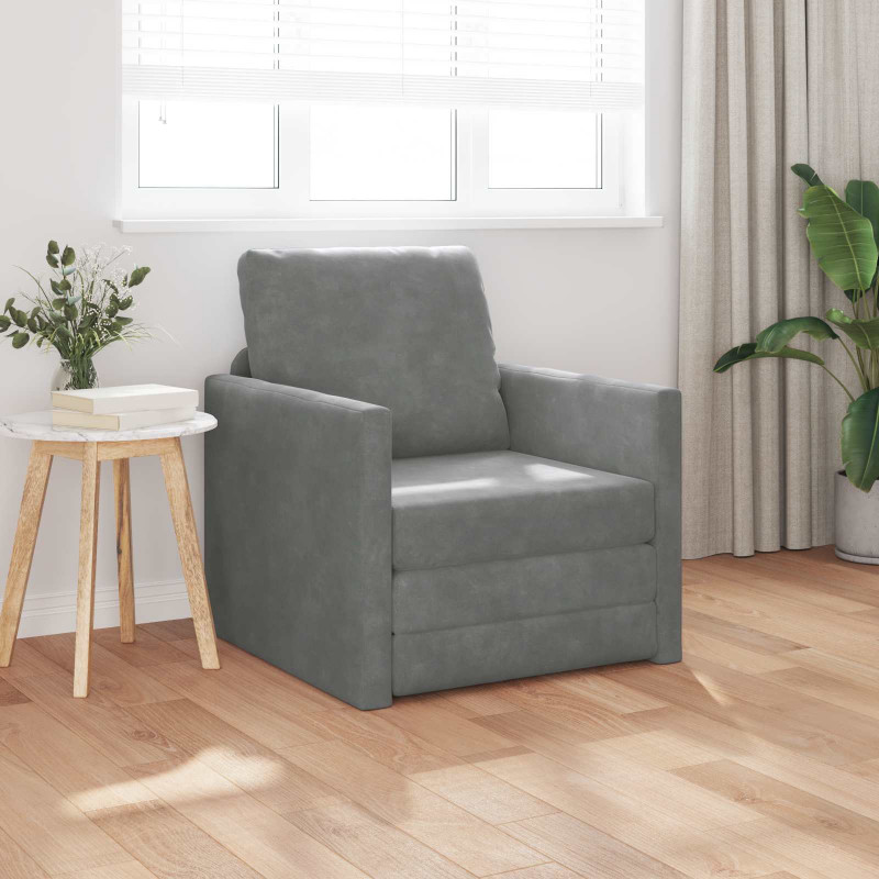 Sofa Bed 60cm Ciemnoszary Aksamit