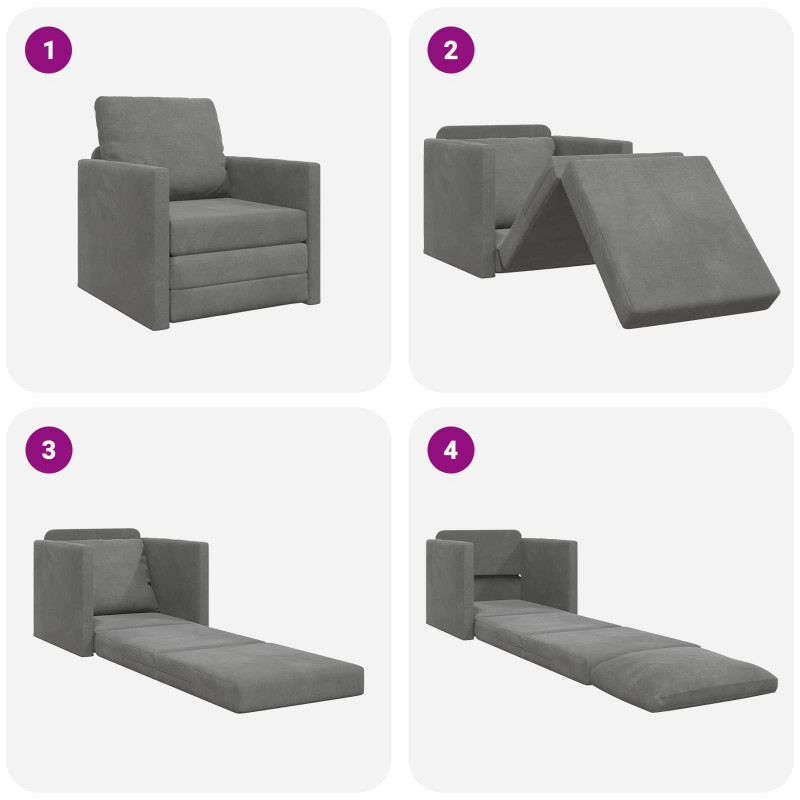Sofa Bed 60cm Ciemnoszary Aksamit