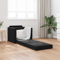 Sofa Bed Czarny 74 x 77 x 81 cm Aksamit