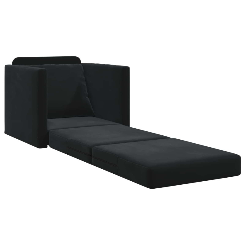 Sofa Bed Czarny 74 x 77 x 81 cm Aksamit