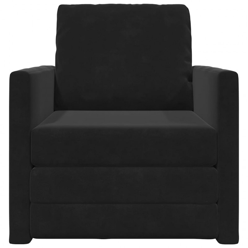 Sofa Bed Czarny 74 x 77 x 81 cm Aksamit