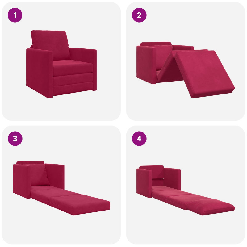 Sofa Bed 60cm Czerwone wino Aksamit