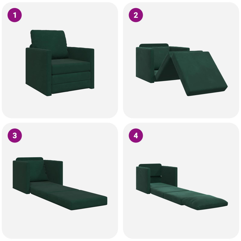Sofa Bed 60cm Ciemna zieleń Aksamit