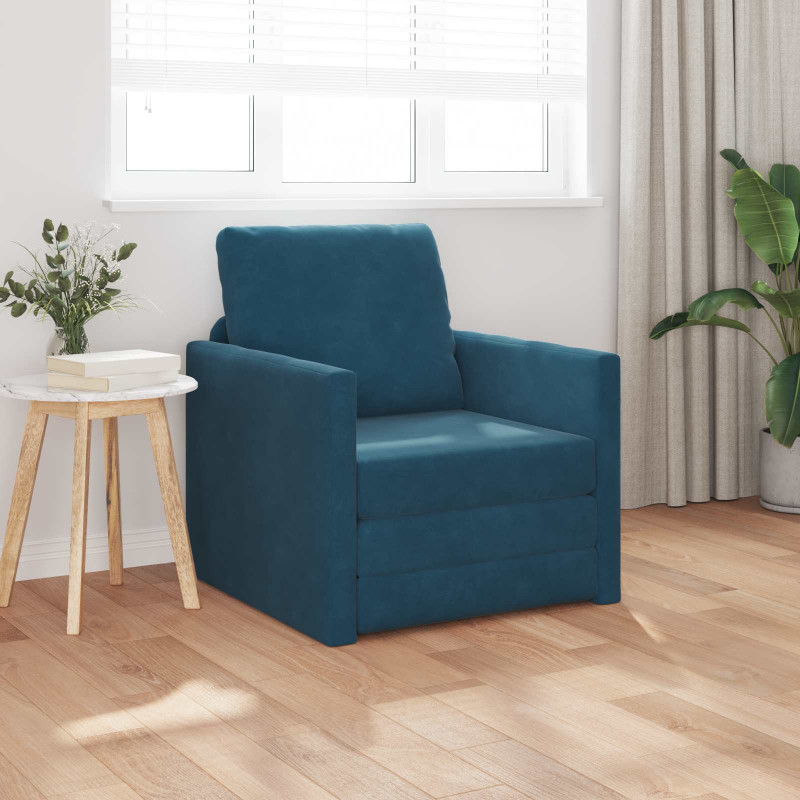 Sofa Bed 60cm Niebieski Aksamit