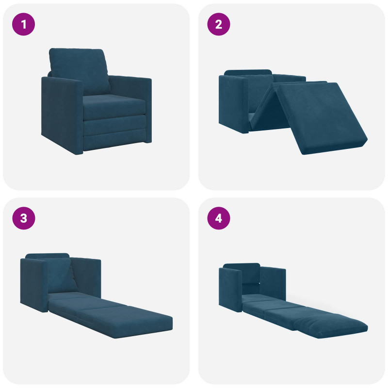 Sofa Bed 60cm Niebieski Aksamit