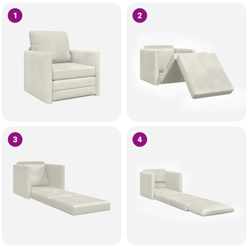 Sofa Bed 60cm Kremowy Aksamit