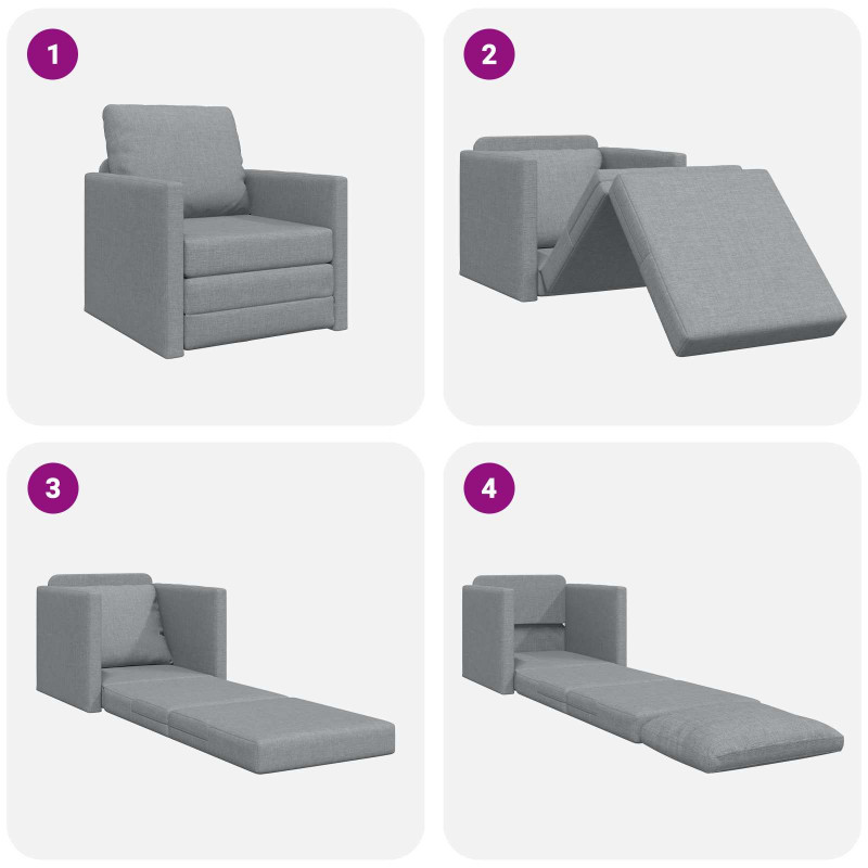 Sofa Bed 60cm Jasnoszary tkanina