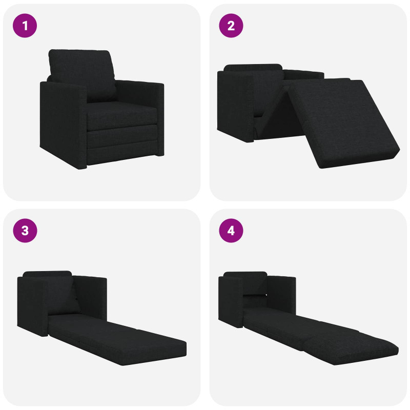 Sofa Bed 60cm Czarny tkanina