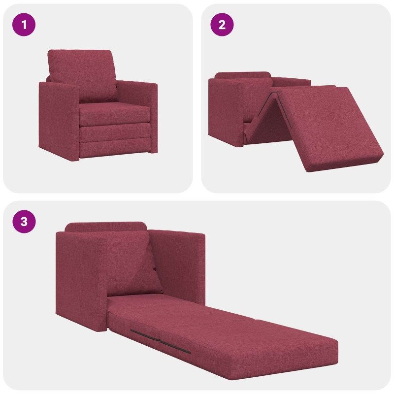 Sofa Bed 60cm Czerwone wino tkanina