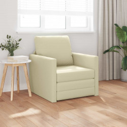 Sofa Bed 60cm Kremowy Sztuczna skóra