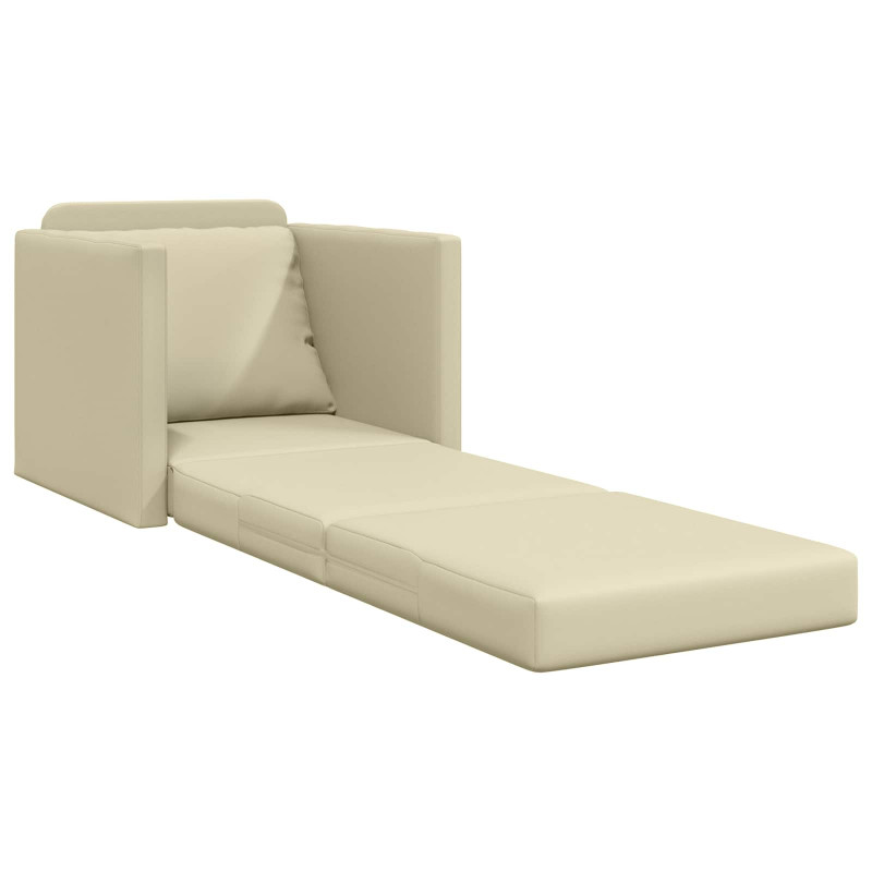 Sofa Bed 60cm Kremowy Sztuczna skóra