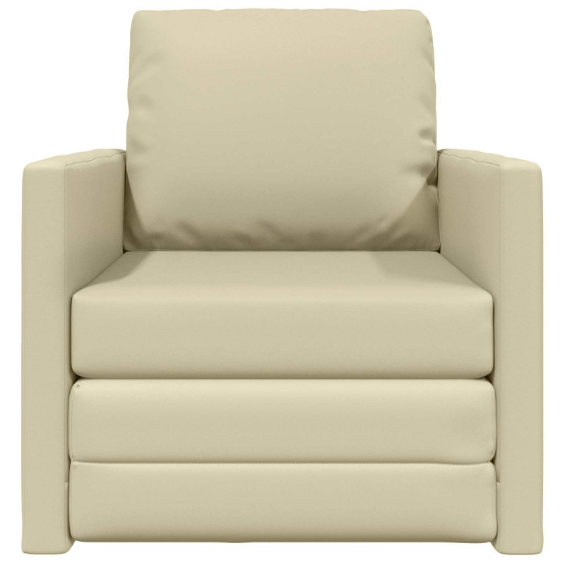 Sofa Bed 60cm Kremowy Sztuczna skóra