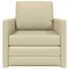 Sofa Bed 60cm Kremowy Sztuczna skóra