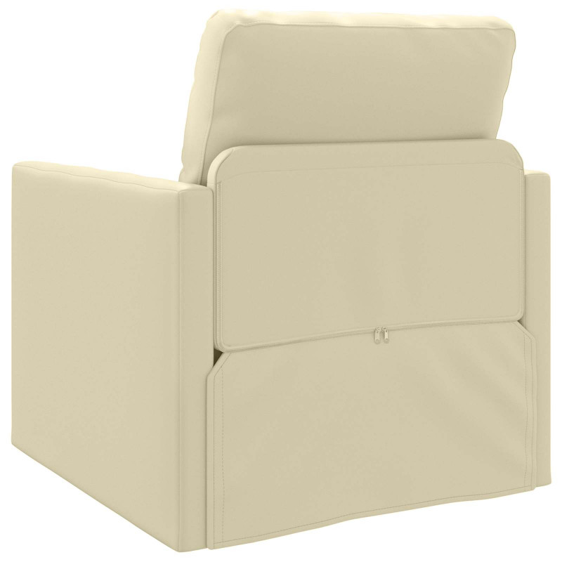 Sofa Bed 60cm Kremowy Sztuczna skóra